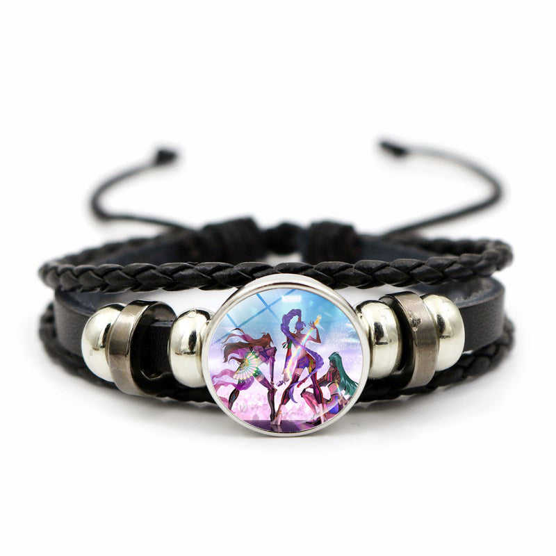 K-POP Demon Hunters & Gaza Boy Group Bracelet Adjustable Braided Leather Fan Jewelry Available in 3 Colors