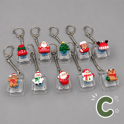 Christmas Fidget 1-Key Pressing Stress Relief Keychain with Cute Holiday Charms
