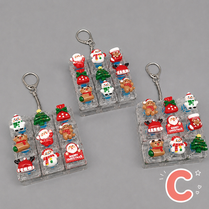 Christmas Fidget 9-Key Pressing Stress Relief Keychain with Cute Holiday Charms