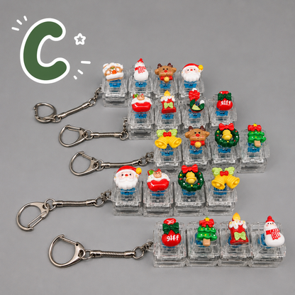 Christmas Fidget Keychain, 4-Key Pressing Stress Relief Keychain with Cute Holiday Charms