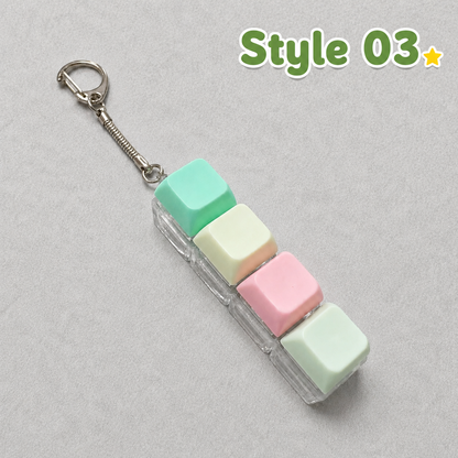 Pastel Colors Finger Press Button Cube Squishy Keyboard Keychain Stress Relief Toy