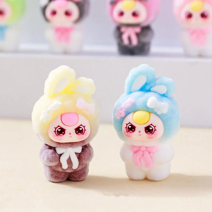 Bunny Capybara Baby-three Flocked Mini Figurine Desktop Ornament Car Decoration Collectible Toy