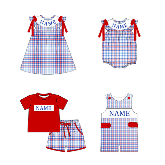 Smocked Independence Day Kids Collection – Embroidered Custom Name Patriotic Outfits