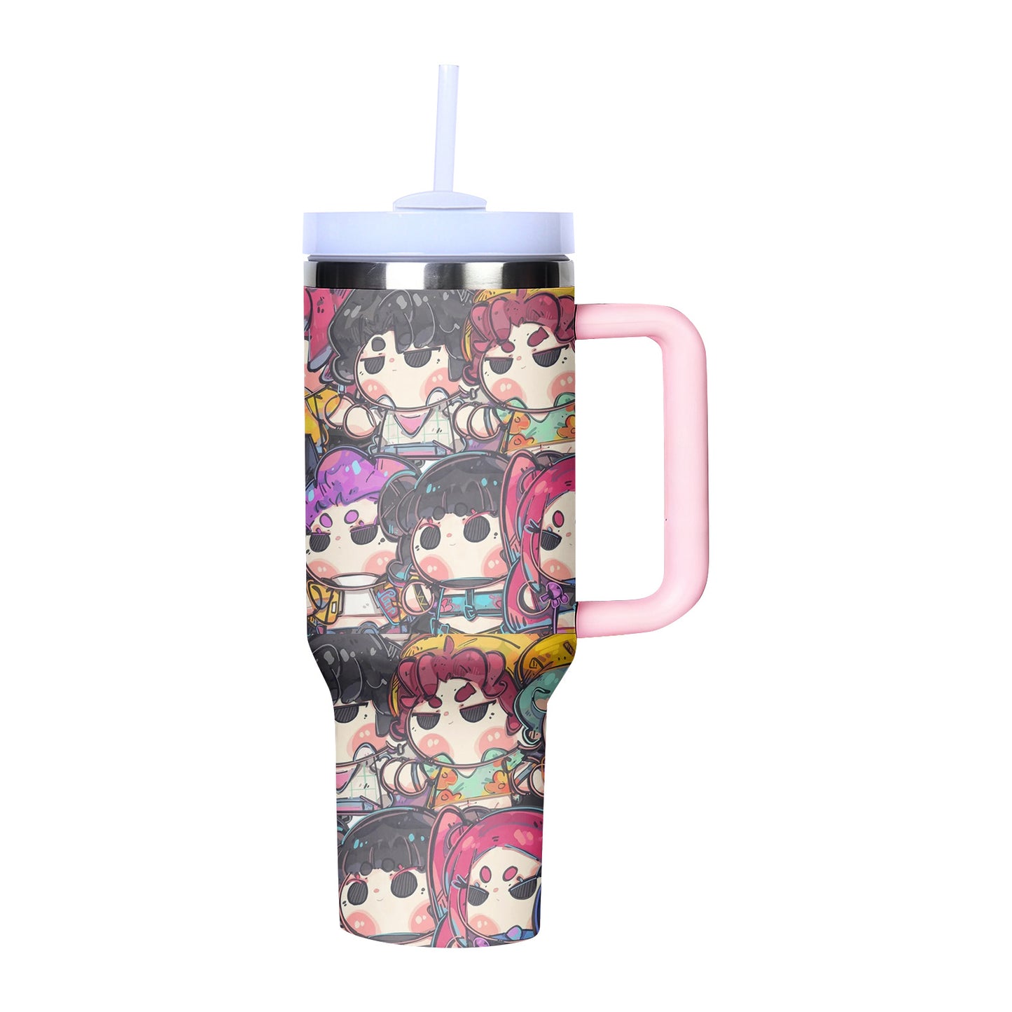 KPOP Demon Hunters 40oz Insulated Tumbler with Handle and Straw Car Travel Mug Cold Stainless Steel Cup