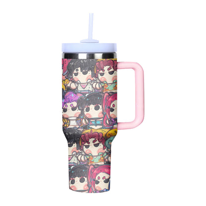 KPOP Demon Hunters 40oz Insulated Tumbler with Handle and Straw Car Travel Mug Cold Stainless Steel Cup