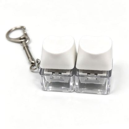 Heart Keycap Fidget Keychain Single & Double Key Clicker Keyboard Stress Relief Bag Charm