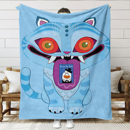 Kpop Demon Hunters Saja Boys Plush Throw Blanket, Flannel Nap Blanket for Sofa or Bed