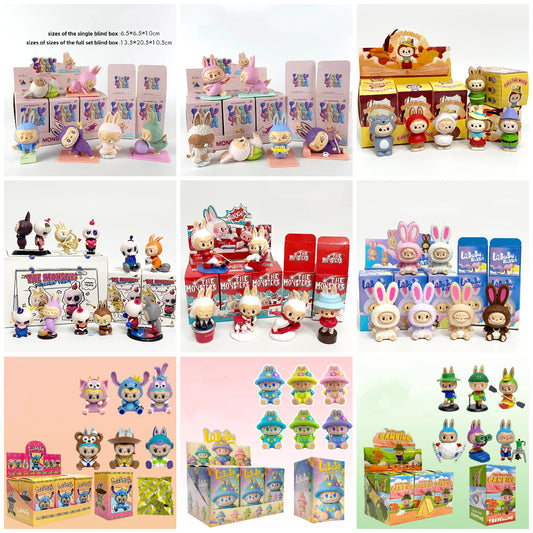 Labubu Yoga Flocked Vinyl Figure Collectible Toy Blind Box Surprise Trendy Desk Decor 6Pcs