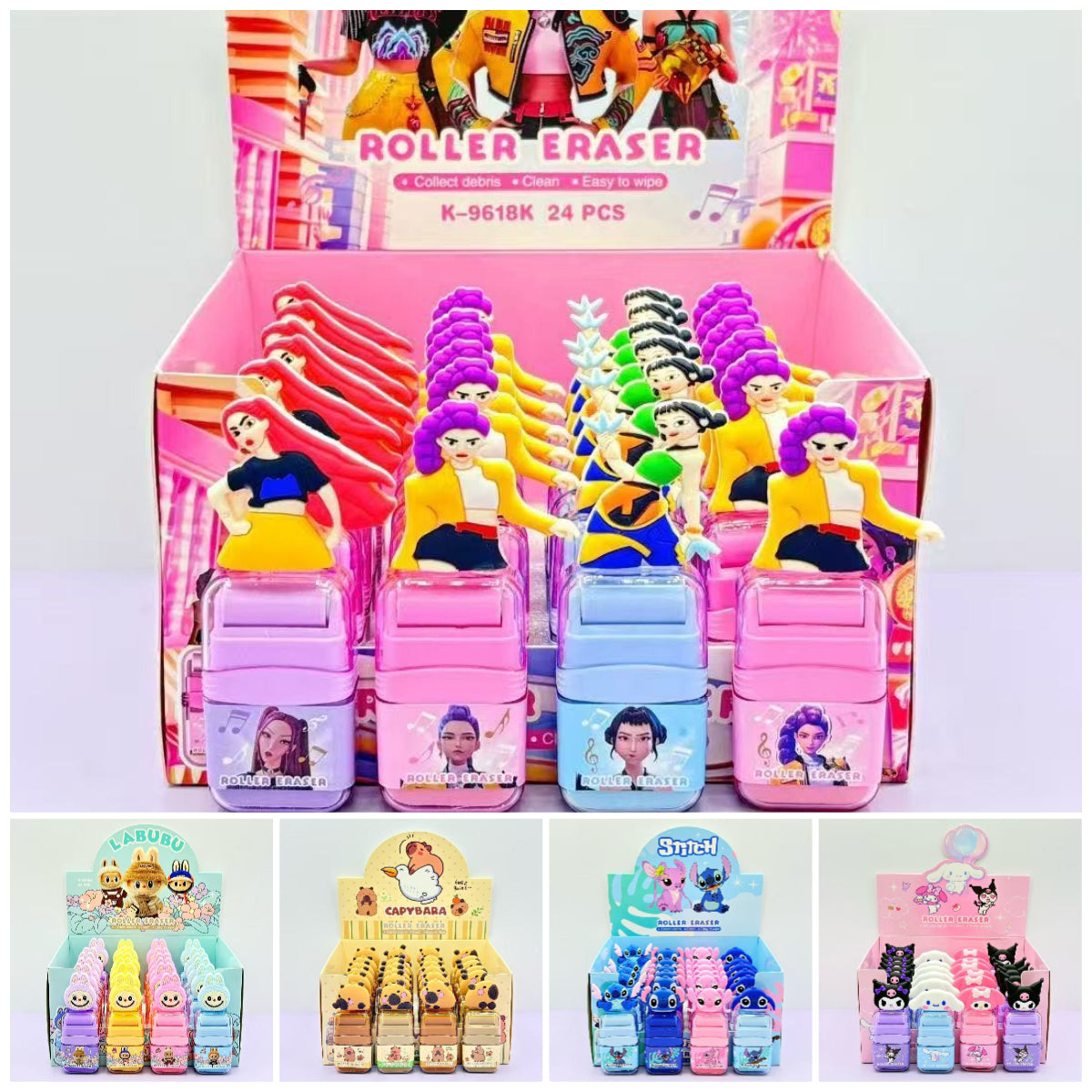K-POP Demon Hunters Labubu Cartoon Rolling Eraser Students Stationery School & Office Supplies