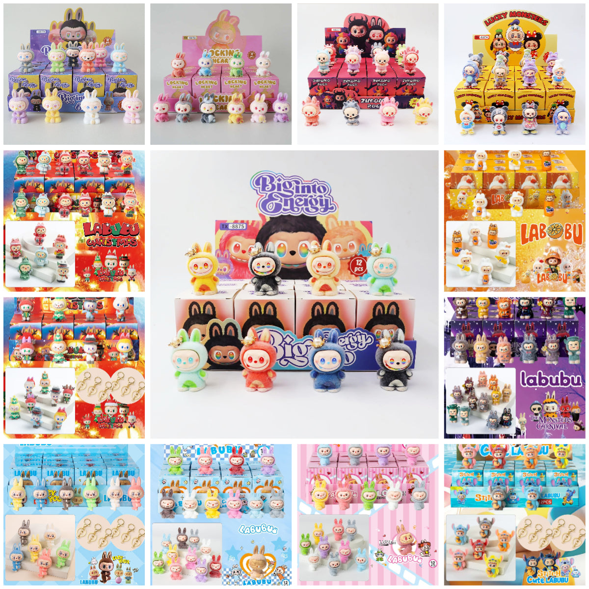 Labubu Christmas Flocked Vinyl Figure Collectible Toy Blind Box Surprise Trendy Desk Decor 12Pcs