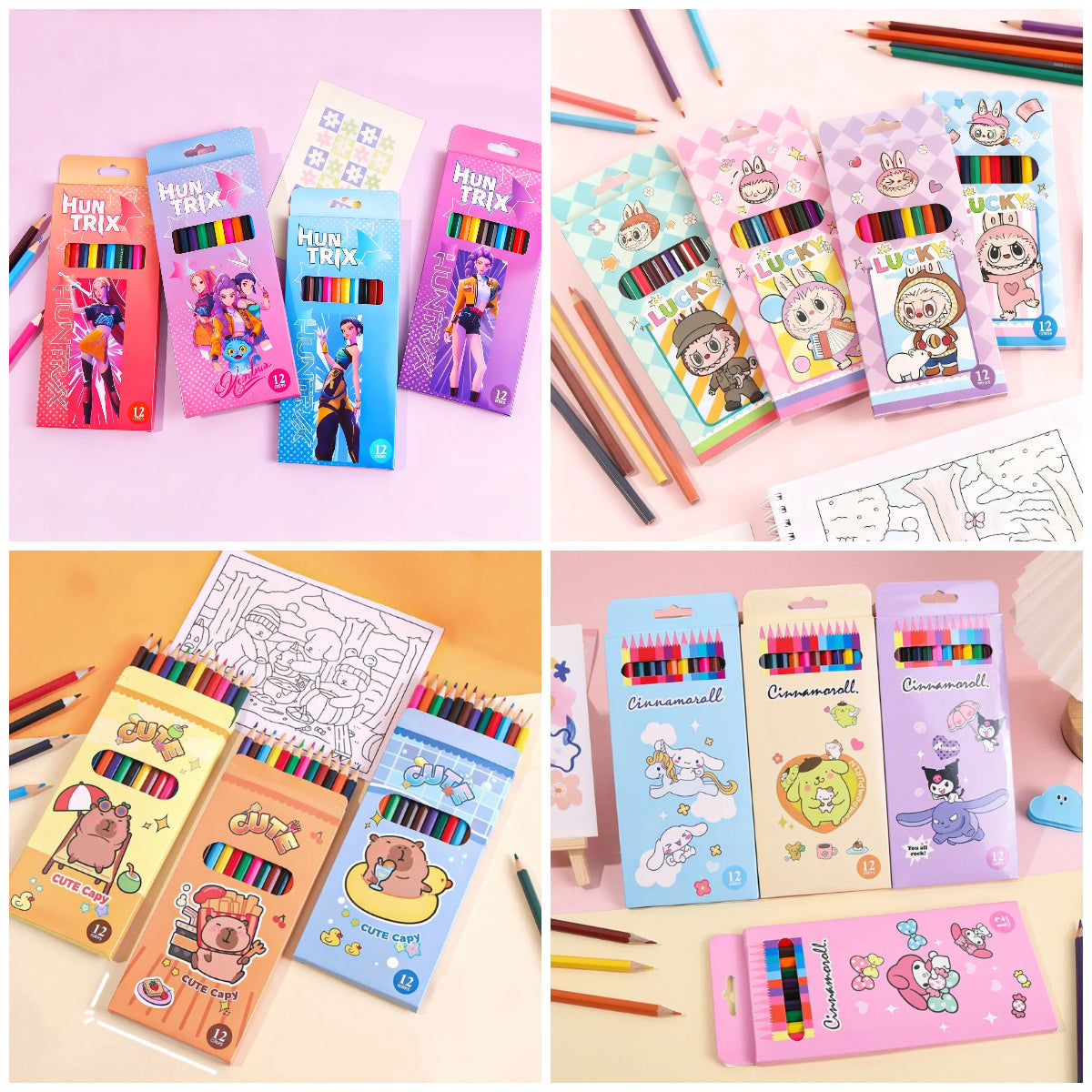 K-Pop Demon Hunter Cartoon 12-Color Colored Pencils Set – Oil-Based Drawing Pencils Kids Art & Office Supplies