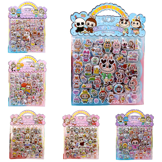 LABUBU Puffy Stickers 3D Double-Layer Cartoon Foil Decorative Stickers