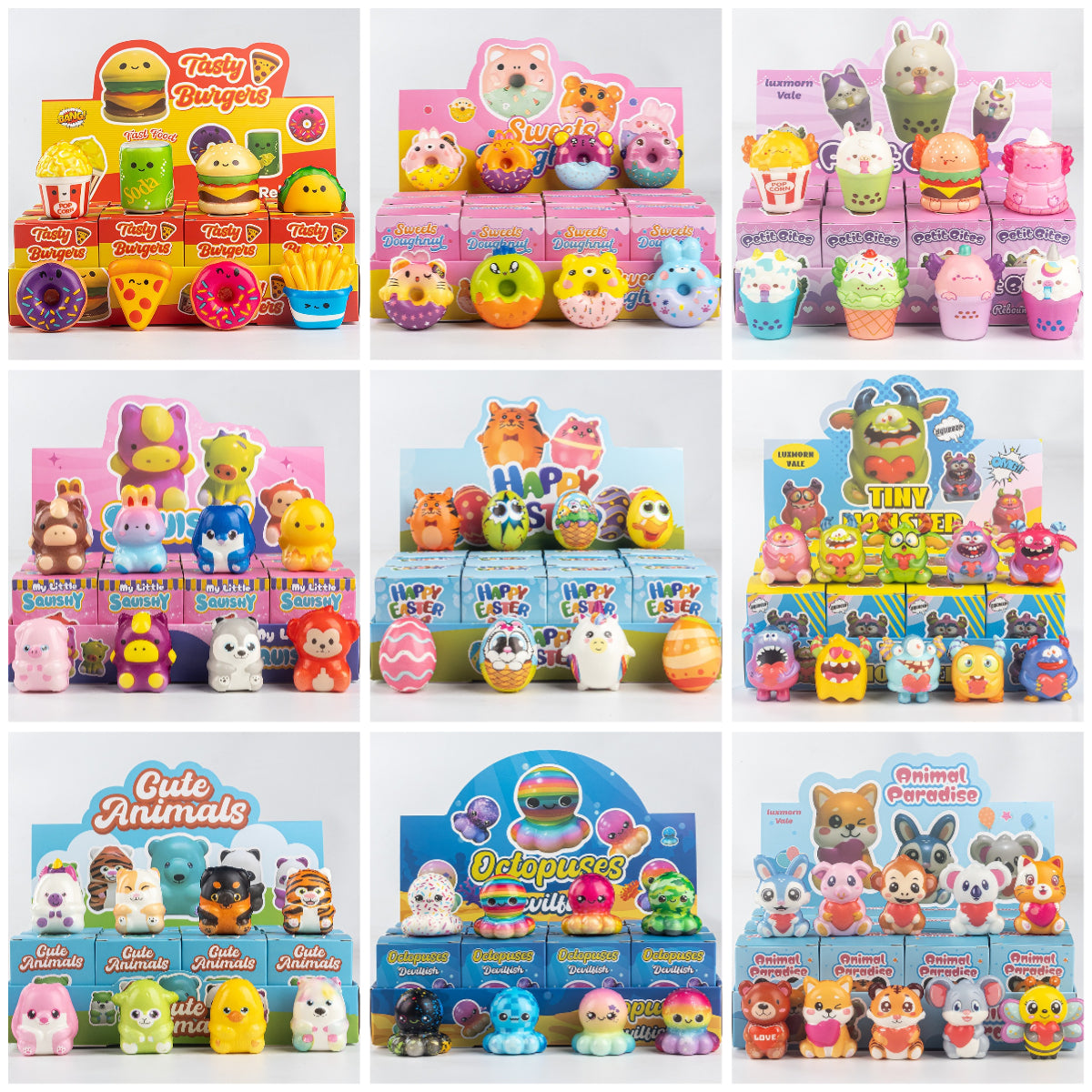 Funny Squishy Toy Blind Box Display – 12-Piece Set, Kids Fidget Toys & Collectible Figures