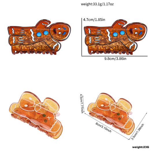 2025 Christmas Gingerbread Man Hair Claw Fun & Creative Holiday Ponytail Clip Festive Hair Accessory