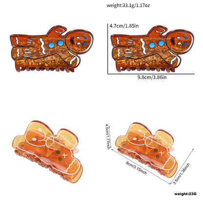 2025 Christmas Gingerbread Man Hair Claw Fun & Creative Holiday Ponytail Clip Festive Hair Accessory