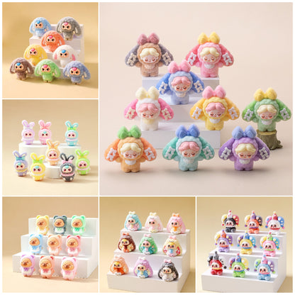 Bunny Capybara Baby-three Flocked Mini Figurine Desktop Ornament Car Decoration Collectible Toy