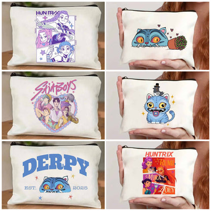 K-pop Demon Hunters Makeup Bag Zipper Pouch Travel Toiletry Bag