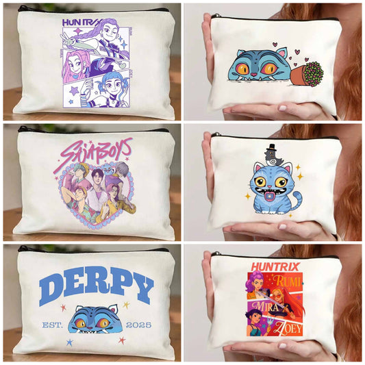 K-pop Demon Hunters Makeup Bag Zipper Pouch Travel Toiletry Bag