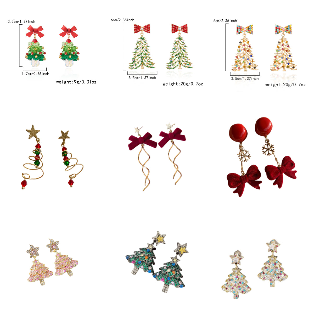 2025 Christmas New Design Velvet Bow Earrings Elegant Large Bow and Christmas Tree Festive Statement Earrings