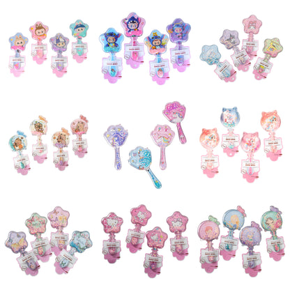 Kids Glitter Hair Brush Cartoon Princess Cushion Detangling Comb, Scalp Massage Brush Random Colors