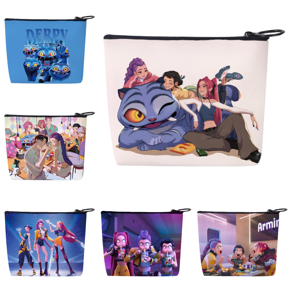 New K-Pop Demon Hunters Anime Printed Mini Coin Purse Small Wallet Portable Key & Card Holder