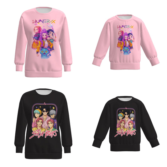 Mommy and Me Fall Kpop Demon Hunters Print Pink Black Tops