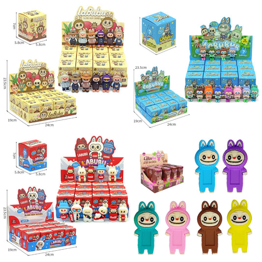 Labubu Blind Box Car Dashboard Ornament Figure Cute Phone Decoration Collectible Toy 12pcs