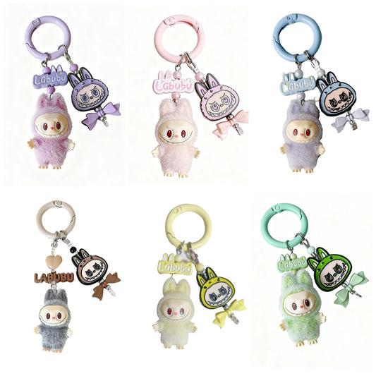 Labubu PVC Figure Keychain Trendy Collectible Phone Charm Handmade Car Accessory & Bag Pendant