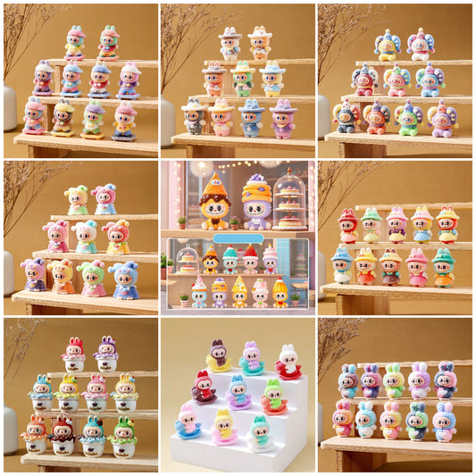 Labubu Flocked Mini Figurine Cute Collectible Desk & Car Decoration Toy