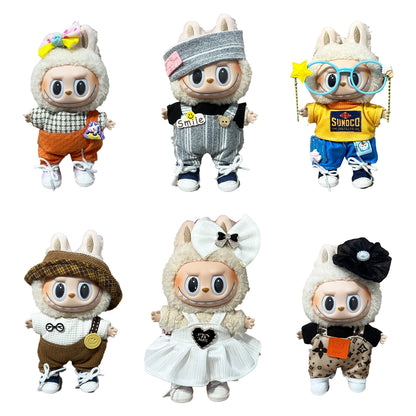 17cm Labubu Doll Clothes Outfit Dress Up Changeable Costume