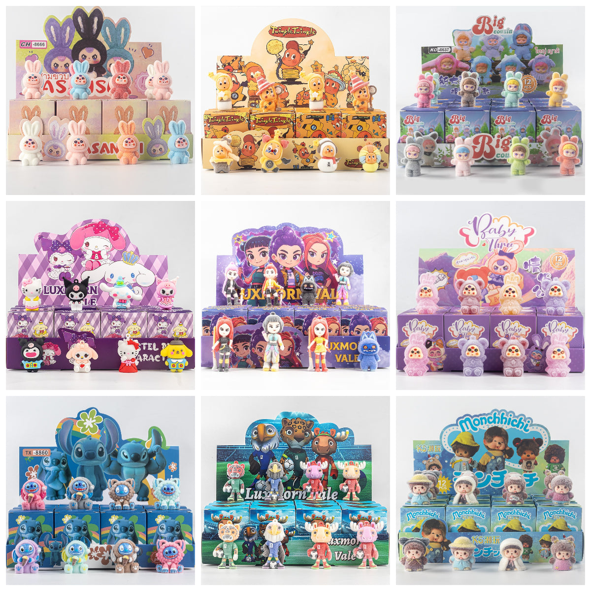 Demon Hunter Flocked Cartoon Figure Blind Box Set Collectible Surprise Desk Decor 12-Piece Pack