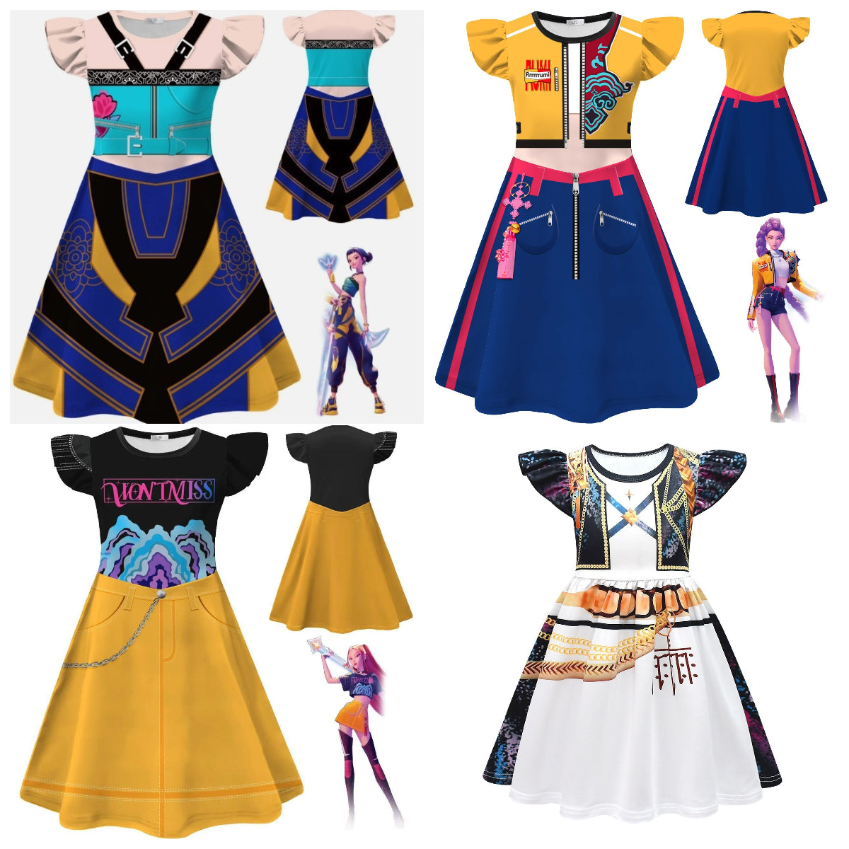 K-POP Demon Hunters Stage Outfit Cosplay Set 3D Digital Print Anime Costume Dress