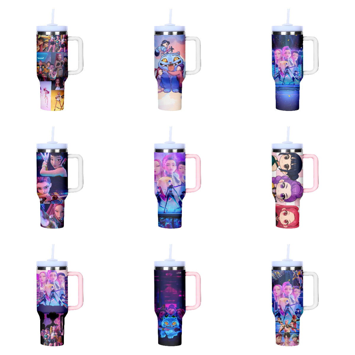 KPOP Demon Hunters 40oz Insulated Tumbler with Handle and Straw Car Travel Mug Cold Stainless Steel Cup