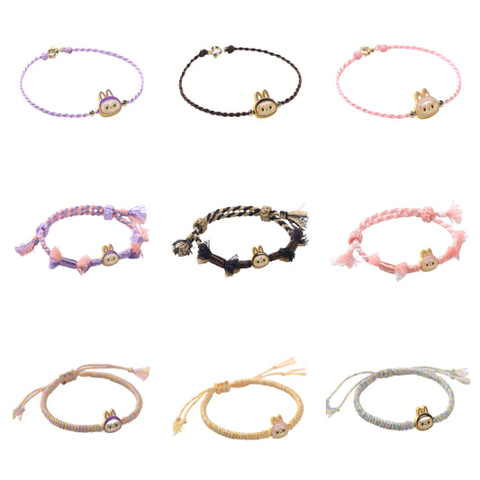 Labubu Cartoon Braided Rope Bracelet – Handmade Cute Wristband Jewelry