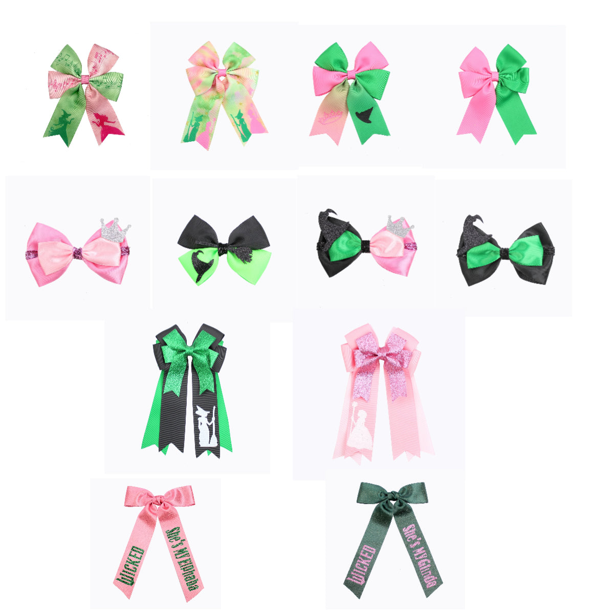 Halloween Witch Print Green Pink Black Hair Clips Bow Hairpins Girls
