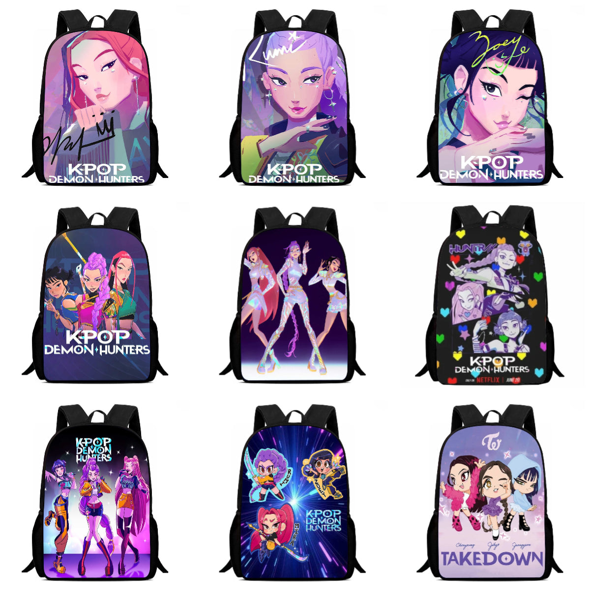 K-pop Demon Hunters Trendy Print Large Backpack Back To School Bag