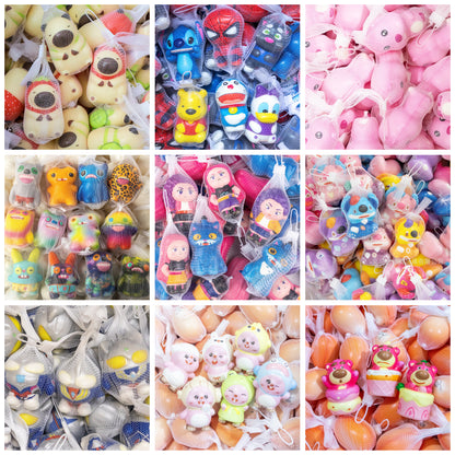 Cartoon Style Slow Rebound Squishy Stress Toy Doll Keychain Squeeze Fidget for Kids & Adult