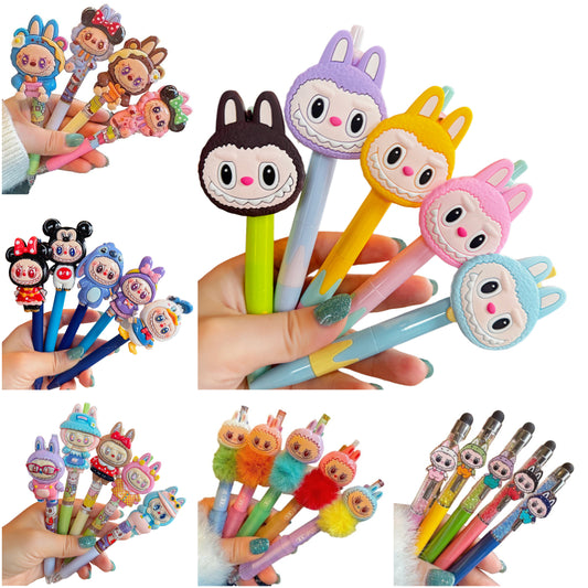 Labubu Cartoon Ballpoint Pen Push-Button Automatic Student & Office Stationery Collectible Fan Merchandise
