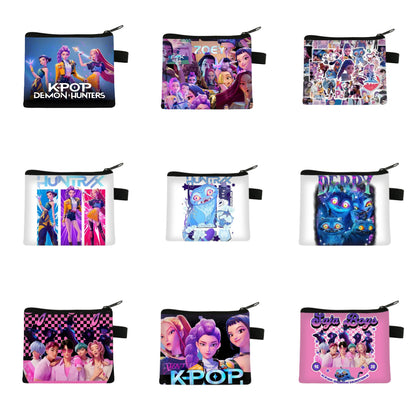 K-Pop Demon Hunters Anime Printed Mini Coin Purse Cute Small Wallet Portable Key & Card Holder