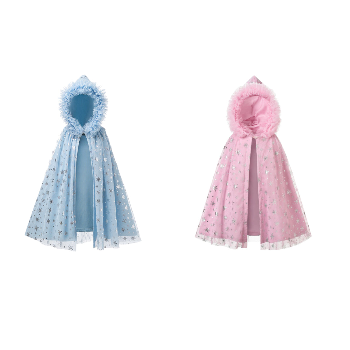 Girls Winter Princess Hooded Cape – Sparkly Snowflake Cloak Coat for Dress Up & Parties