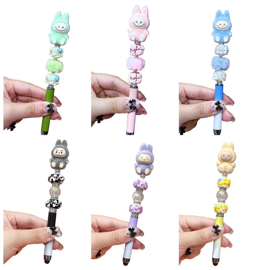 Flocking Labubu Decorative Ballpoint Pens Multi-Color Options Cute Stationery for School & Office