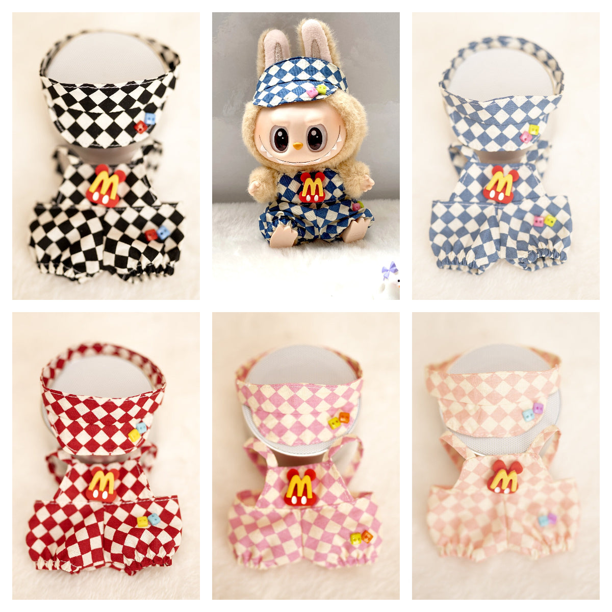 17cm Labubu Overall Baseball Set Outfit Changeable Costume