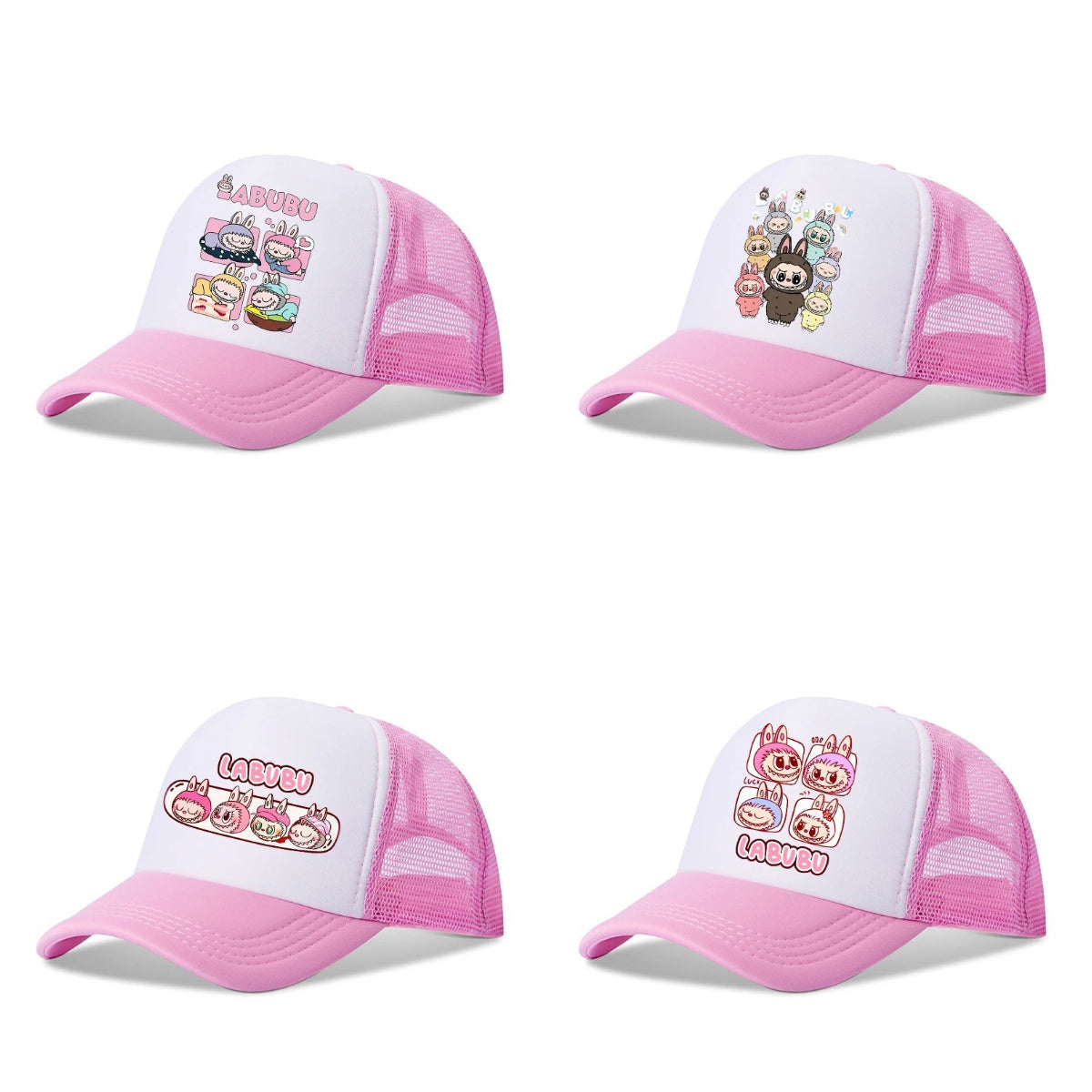 Girls Labubu Printed Baseball Cap Trucker Hat with Mesh Back
