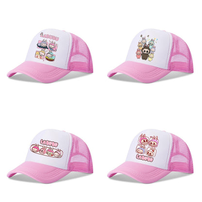 Girls Labubu Printed Baseball Cap Trucker Hat with Mesh Back