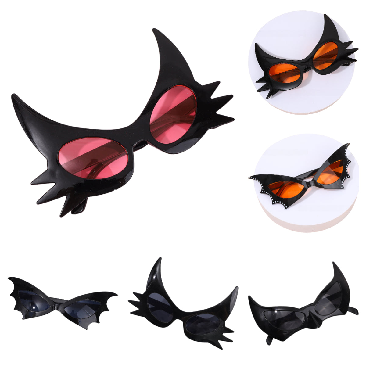 Fall Halloween Cosplay Cat Butterfly Sunglasses Unisex Oval Frame Hollow Novelty Shades