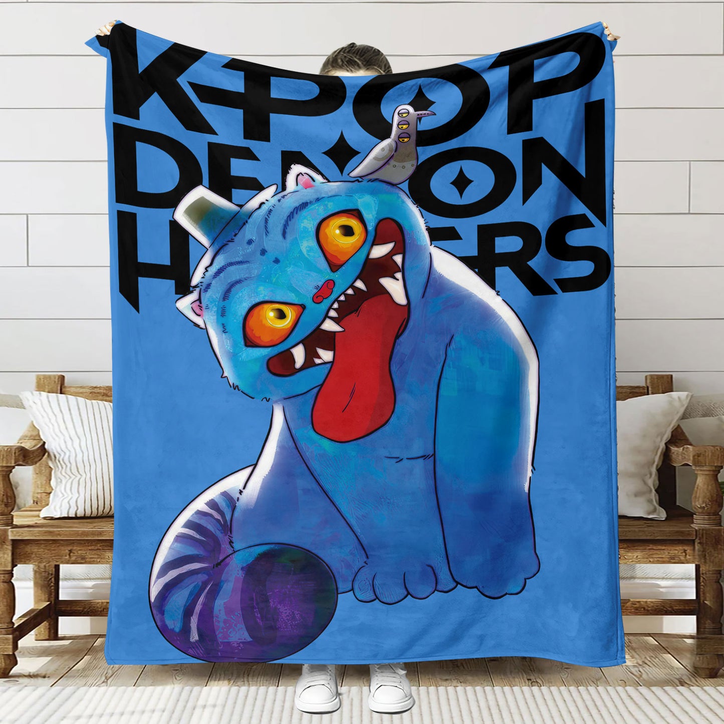 Kpop Demon Hunters Saja Boys Plush Throw Blanket, Flannel Nap Blanket for Sofa or Bed