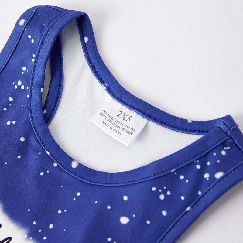 Girls July 4th "LITTLE MISS AMERICA" Blue Tank Top