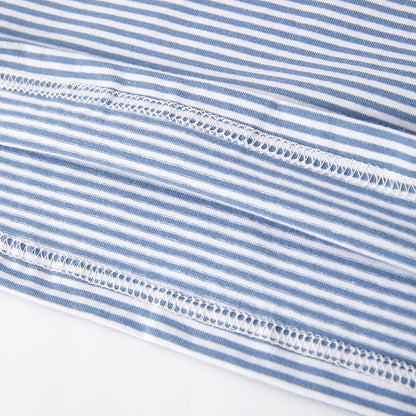 Boys July 4th Flag Embroidered Blue Stripes Cotton T-shirt