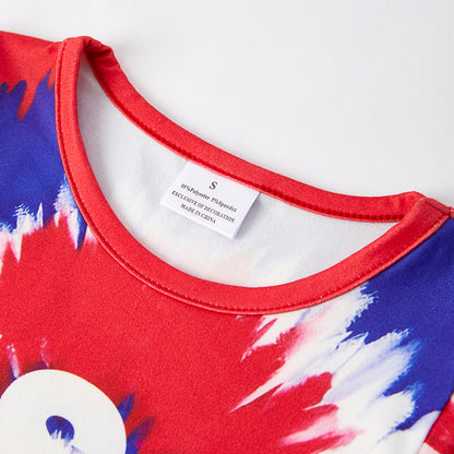 Girls July 4th Red Blue Tie-Dye USA Tassel Denim Short Set