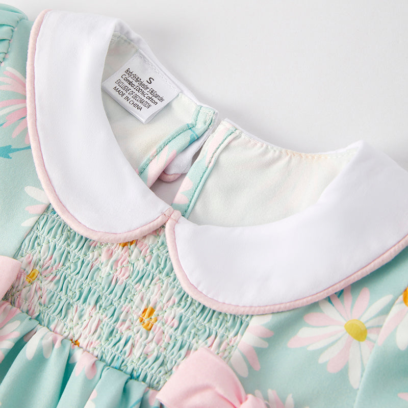 Girls Summer Magritte Daisy Pink Bow Boutique Dress